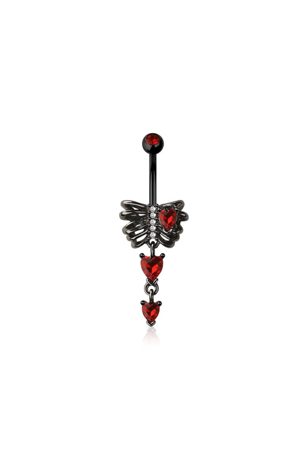 14G SURGICAL STEEL RIB CAGE HEART (10MM) DANGLE BELLY BUTTON